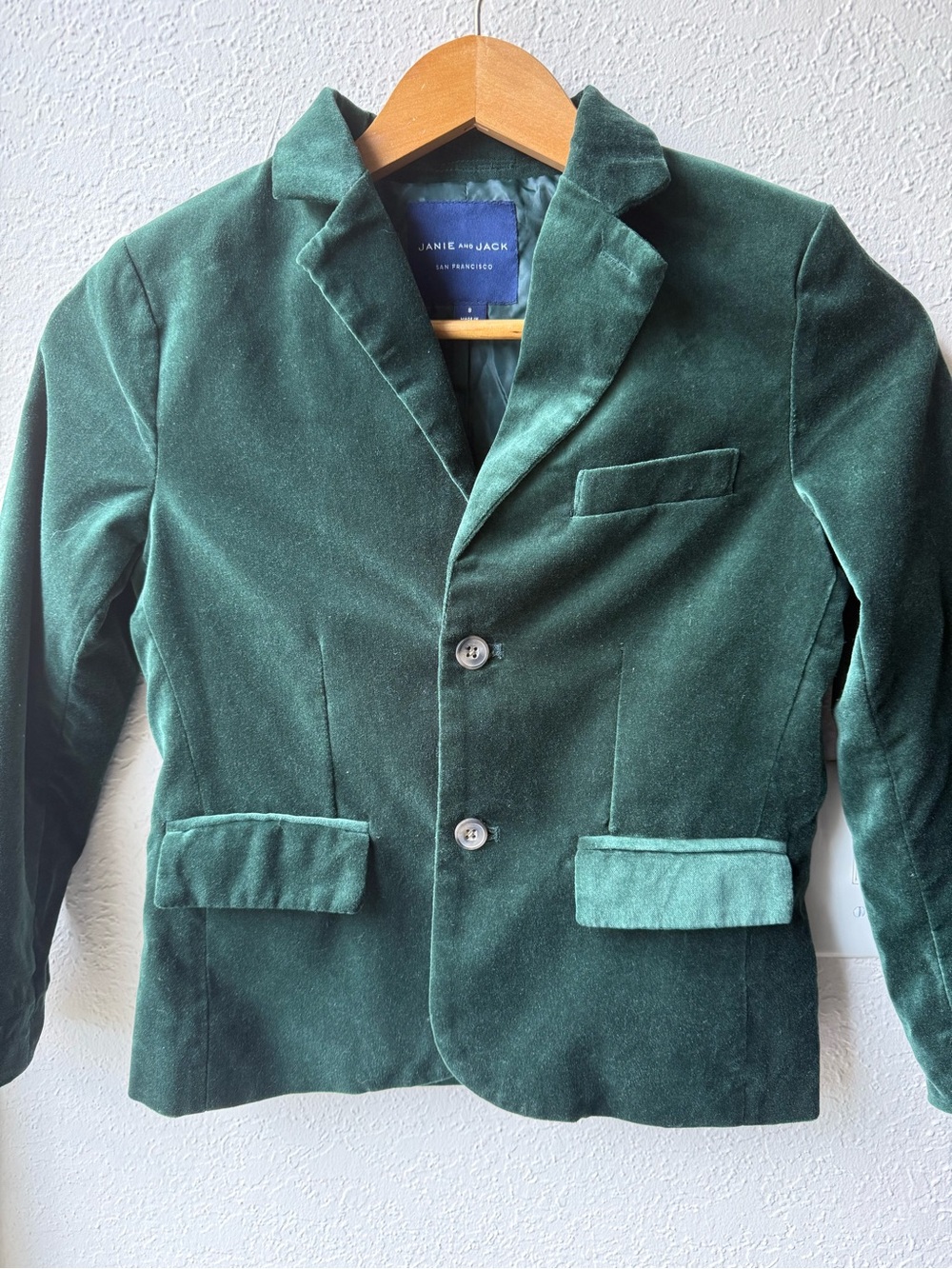 Janie and Jack Dark Green Velvet Blazer for Kids